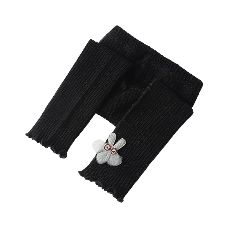 Leggings d'automne à fleurs pour enfants, vêtements tricotés pour bébés filles, bas brillants à la cheville,: B / M