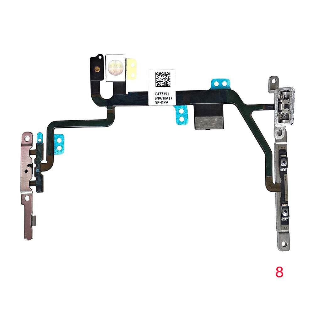 Interruptor botón de volumen de encendido y Cable flexible de luz de Flash con soportes reemplazo de montaje preinstalado para iPhone 7 7p 8 8 Plus