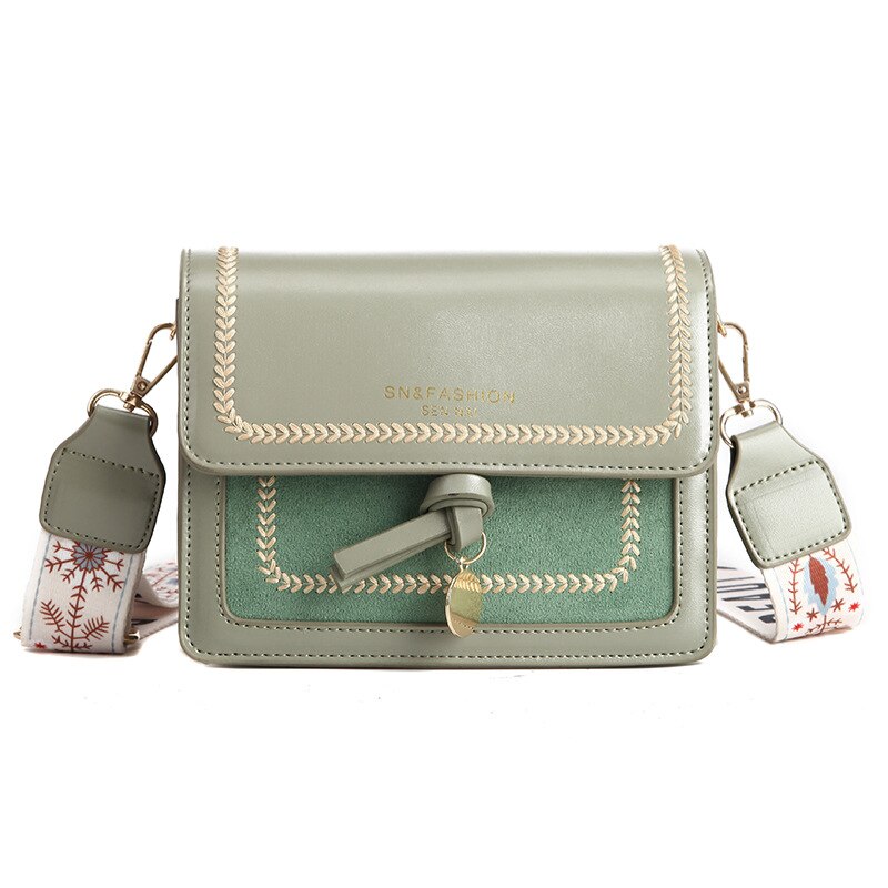 Msgher kæde pu læder crossbody tasker til kvinder lille skulder messenger taske speciel lås kvindelige rejse håndtasker: Lysegrøn