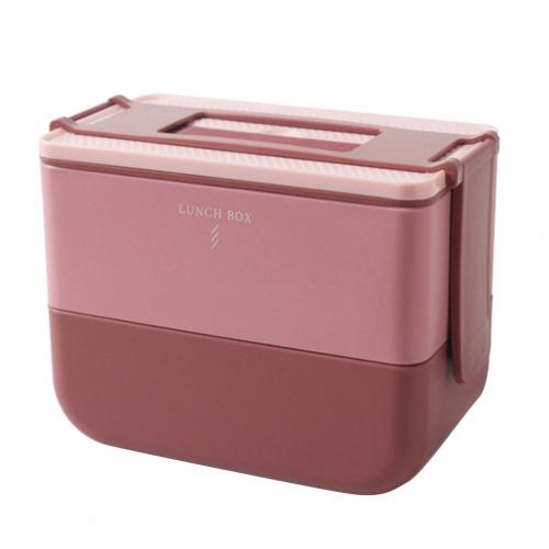 Rectangle Lunch Box Double-layer Food Storage Lunchbox Microwave Heating Food Container Bento Box Kitchen Organizer Food Box: Red B