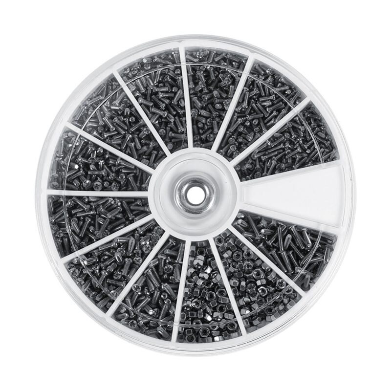 ! 600 unids/set tornillos pequeños de acero inoxidable 12 tipos de tuercas electrónicas surtido + 1 destornillador de pc para gafas R