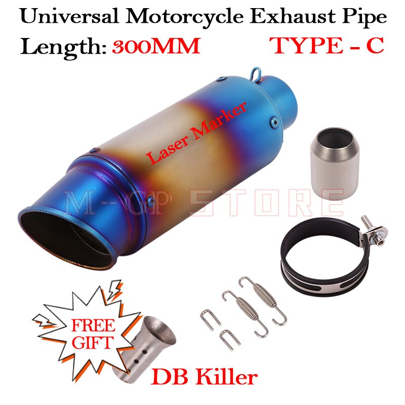 51MM Motorcycle Short Exhaust Slip On Universal Modified Moto Escape DB Killer Muffler For S1000RR Z900 CBR1000 R3 R25 MT07 MT09: TYPE-C