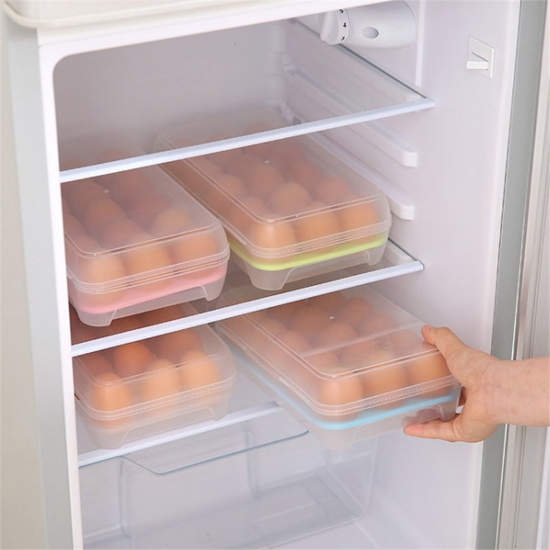 Qqjjplastic ægboks køkken æg opbevaringsboks 15 æg reoler stabelbart køleskab opbevaringsboks opbevaring arrangør æg opbevaringsboks