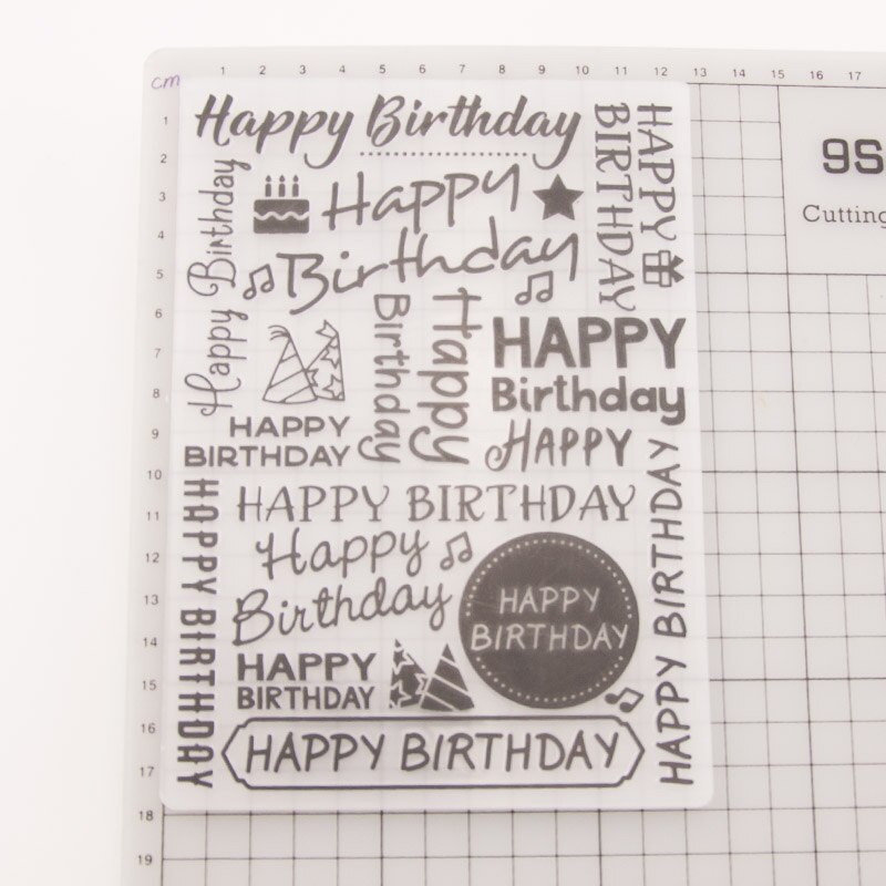 Happy Birthday Embossing Folder Scrapbooking Making Paper Cards Plastic Template Handmade Stencils DIY Photo Album Decoration
