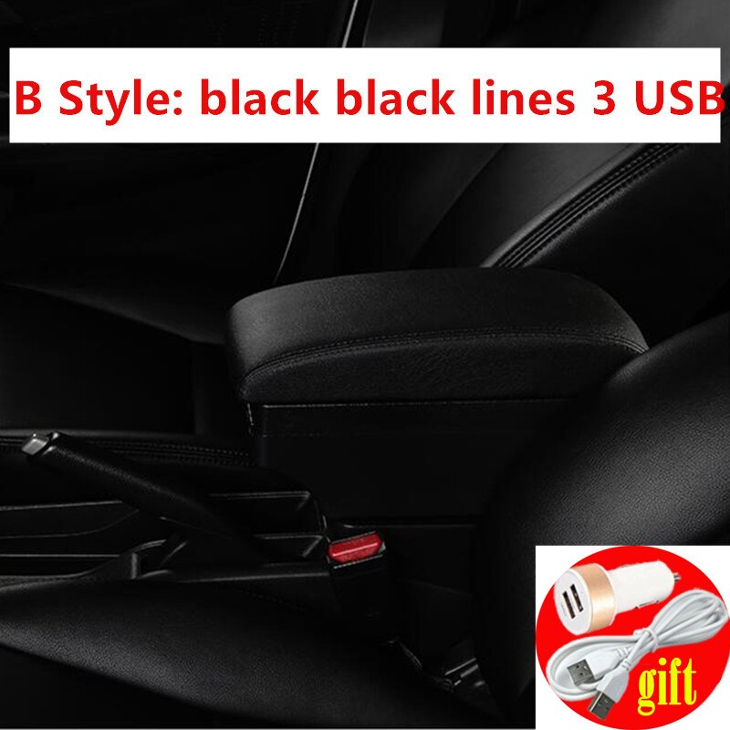 Pour Peugeot 207 accoudoir boîte stockage central contenu boîte de rangement avec support de verre cendrier interface USB: B black black line