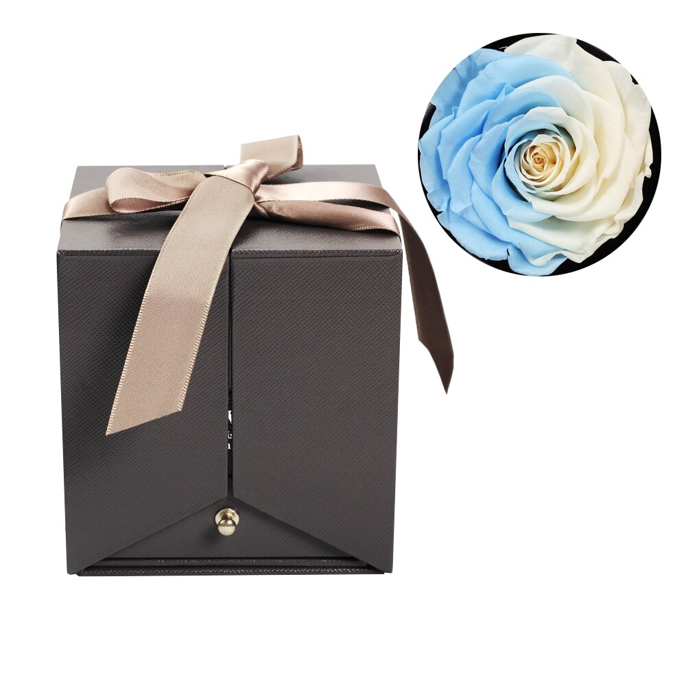 Caja de joyería de 6-9cm para mujer, Rosa eterna para de San Valentín, boda, Navidad, decoración del hogar, caja de embalaje de La Bella y La Bestia: E12 big flower