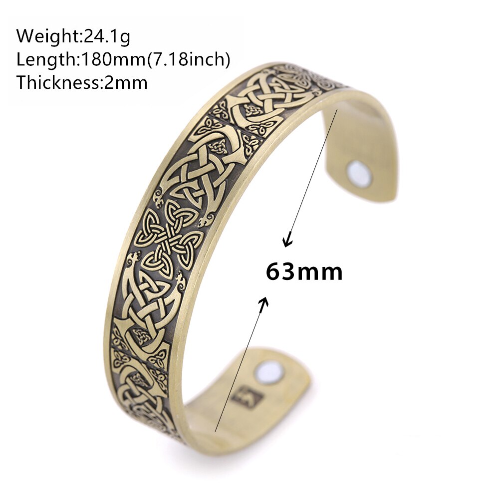 LIKGREAT Metal Engraved French Caroline Dynasty Cross Bangle Women Men Amulet Jewelry Celtics Knot Magnetic Cuff Bracelet: antique bronze