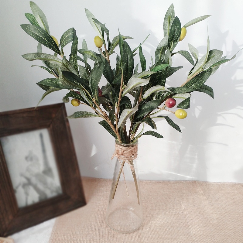 36cm artificial plants Olive Tree Branches leaf with olive fruit leaves for home decoration accessories