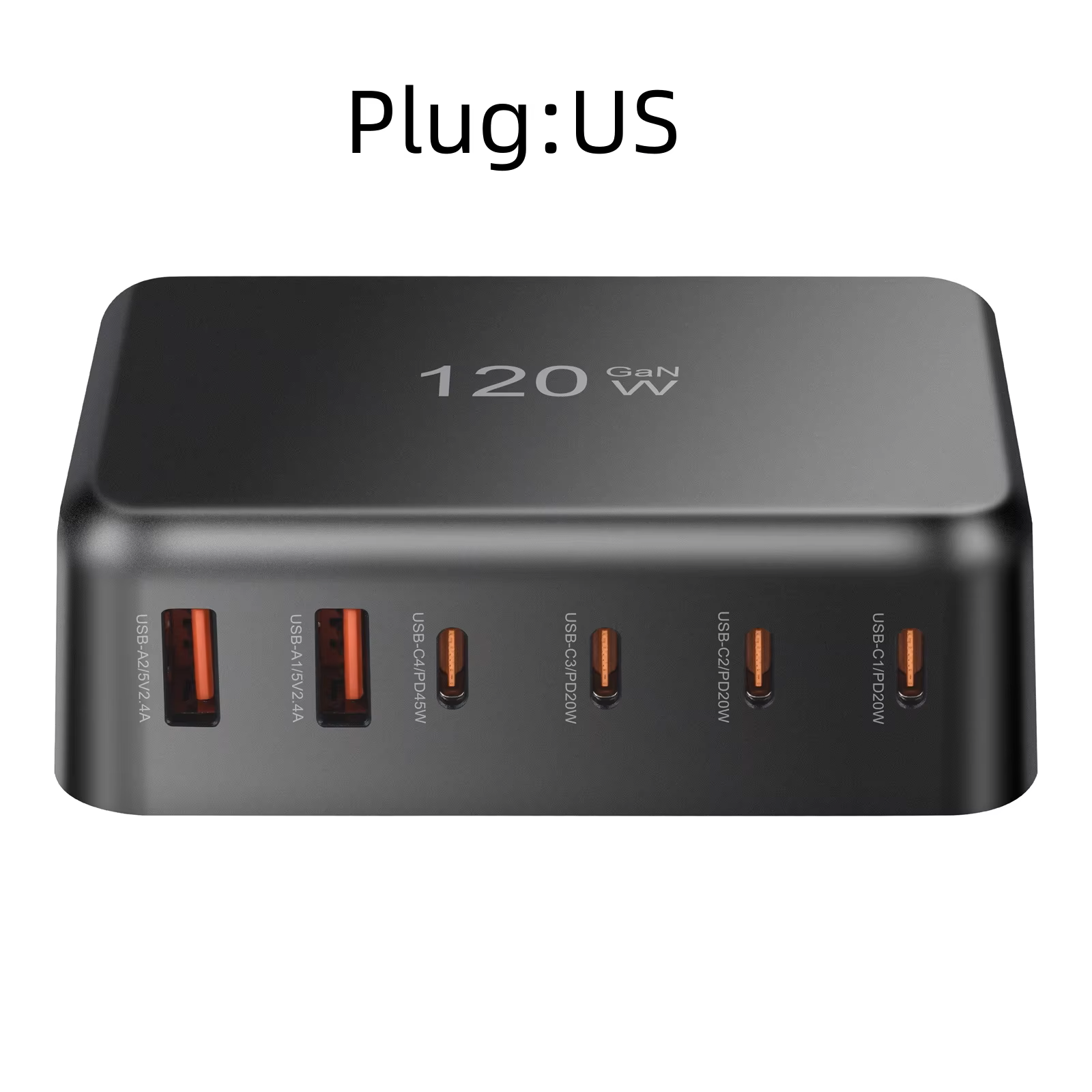 120w gan mobil ladestation 6- porte usb c vægoplader til strømadapter 45w/20w egnet til opladning af mobiltelefoner: Os
