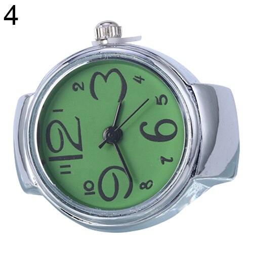 Women's Big Numbers Finger Ring Watch Elastic Band Quartz Watch Female Classic Flip Jewelry Mini Watch 손가락 반지 시계: Green