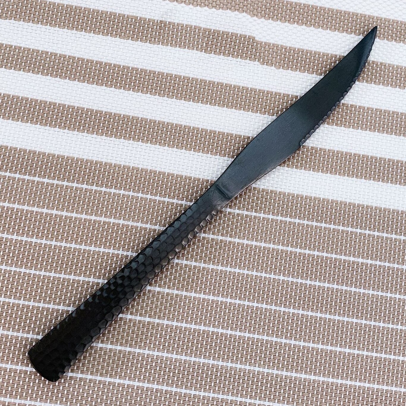 Volledige Gehamerd Zwart Servies 304 Rvs Luxe Bestek Set Steak Mes Theelepels Vorken Voor Thuis Keukengerei: Steak Knife
