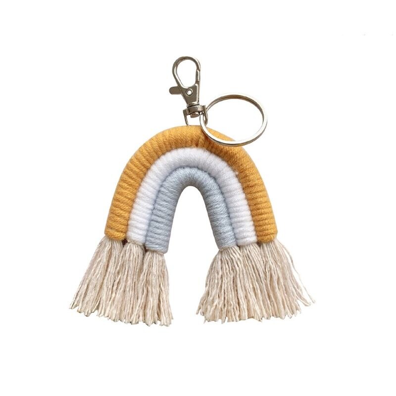 Weben Regenbogen Schlüsselanhänger Boho schlüssel Halfter Schlüsselring Macrame Tasche Charme Auto Hängen 19QB: 9