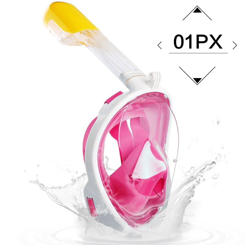 2020Diving mask full face Double tube Snorkeling mask dry skin dive Kids & Adult Underwater swimming scuba Anti-fog Snorkel Mask: 01PX02