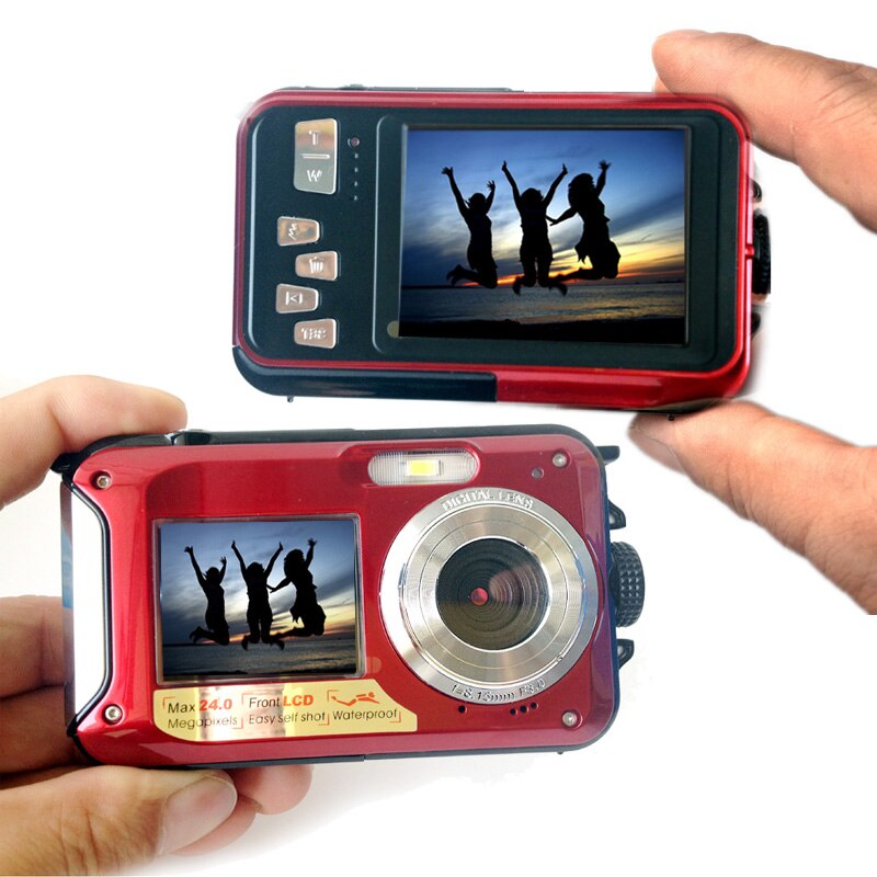 1080P Dual Screen Camera 2.7 inch TFT LCD Digital Camera Waterproof 24MP MAX 16x Digital Zoom Camcorder (DC998)