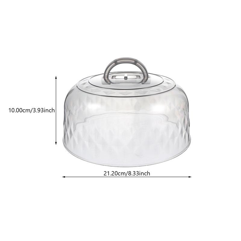Transparent Food Cover Dust-Proof Plastic Round Dome Cake Fresh-Keeping Lids Snack Tray Display Cover Kitchen Tools: Grey21.2X21.2CM