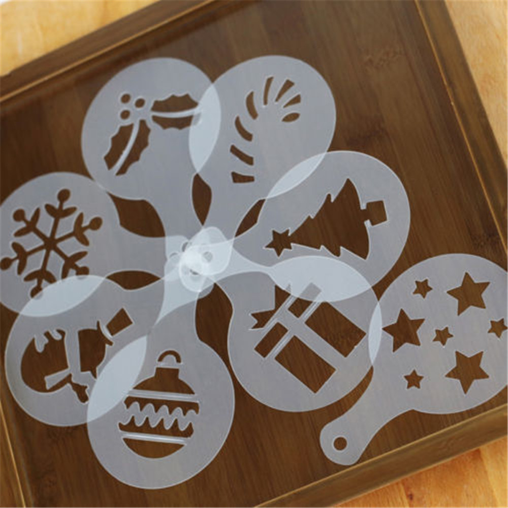 8Pcs Koffie Latte Cappuccino Barista Art Stencils Cake Stofdoek Sjablonen Koffie Gereedschap Accessoires Gusto Nespresso Zavarnik Dolce