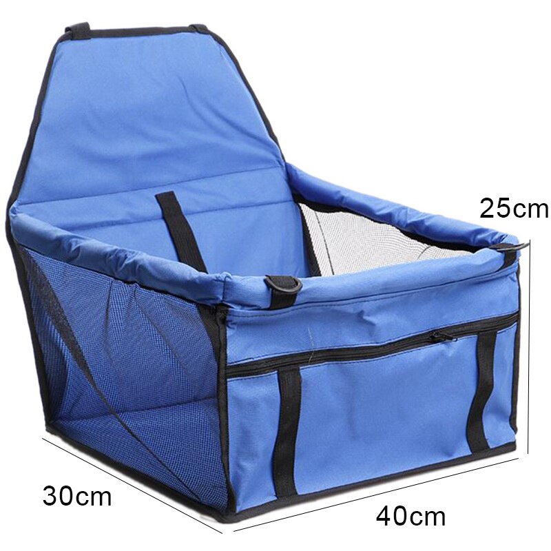 Travel Pet Dog Car Carrier Seat Bag Folding Hammock Waterproof Basket Safety Mesh Hanging Bags Dogs Seat Bag Basket Carrier: 40x30x25cm blue