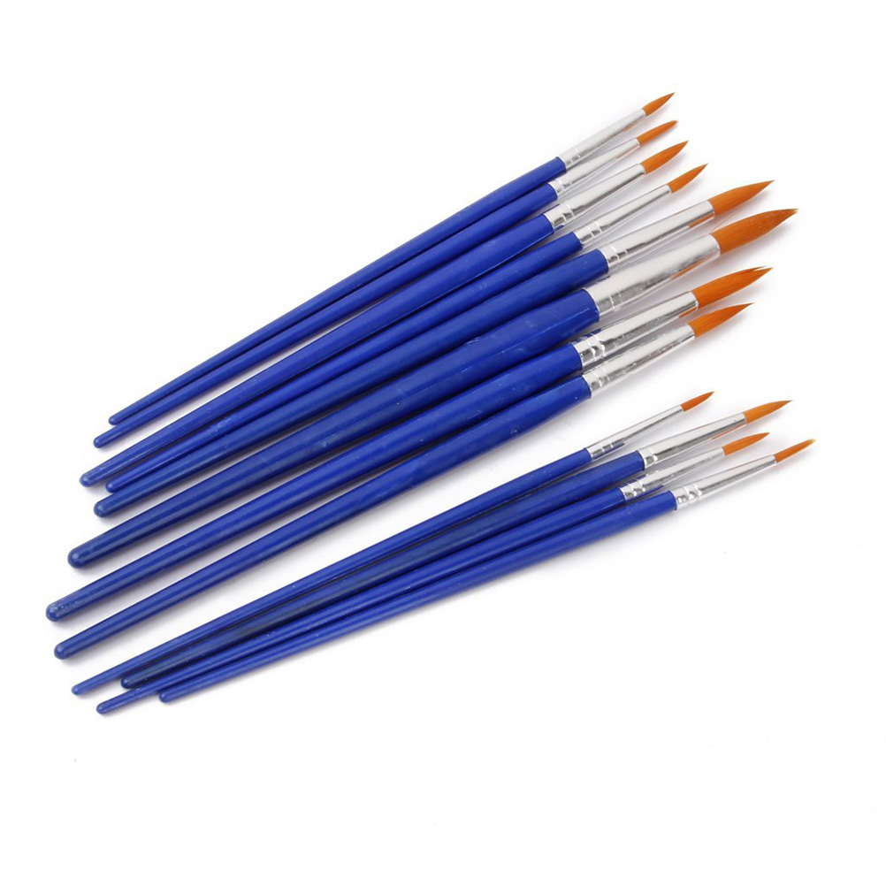 Manche en bois Gouache aquarelle | Ensemble de pinceaux de peinture en Nylon de forme différente, ensemble de pinceaux de peinture à l'huile, acrylique Art 12 pièces