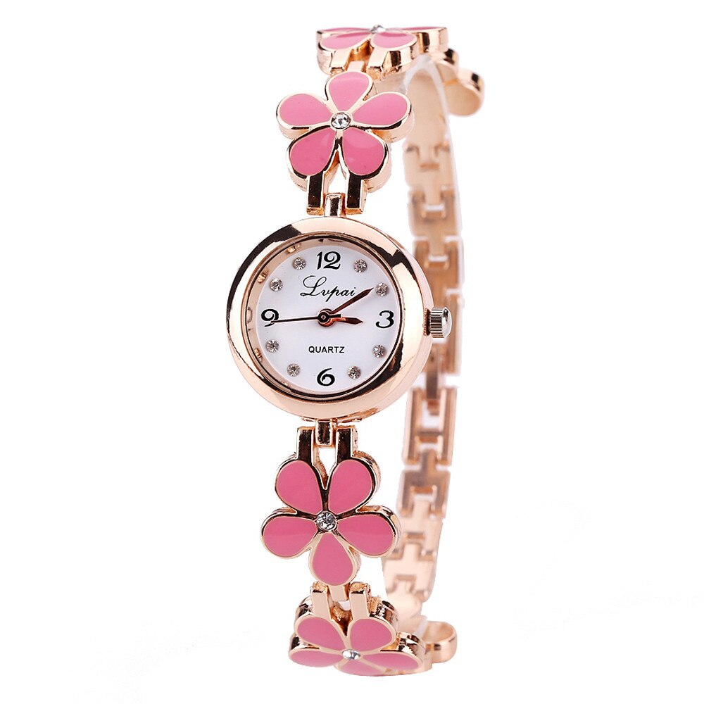 Lvpai Horloge Vrouwen Goud Vintage Klok Vrouwen Armband Horloge Dames Luxe Roestvrij Staal Met Strass: Pink