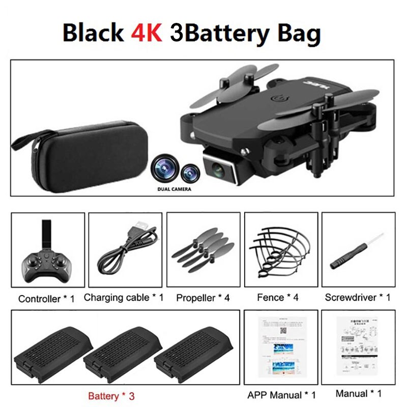 S66 Mini RC Drone 4K HD Della Macchina Fotografica Professionale Fotografia Aerea Elicottero Induzione di Gravità Pieghevole Quadcopter: 720P black Bag 3B