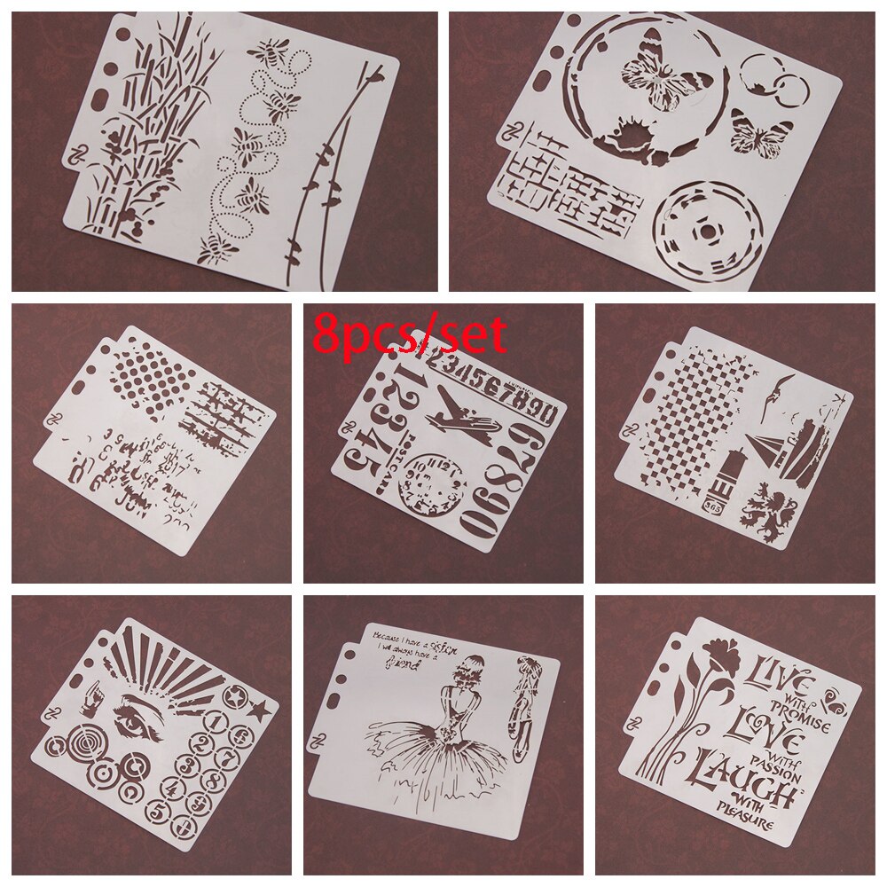 8 Stks/set Diy Craft Meisjes Gelaagdheid Stencils Voor Muren Schilderen Scrapbooking Stempel Album Decor Embossing Papieren Kaart Template