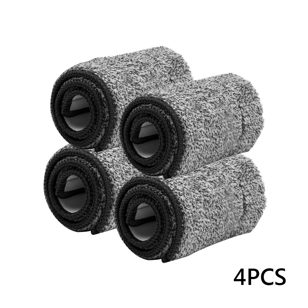 Platt klämmopp handfri tvätt golv rengöring mopp mikrofiber moppkuddar våt eller torr användning spinnmopp hemhus kontor: Endast 4 moppdukar