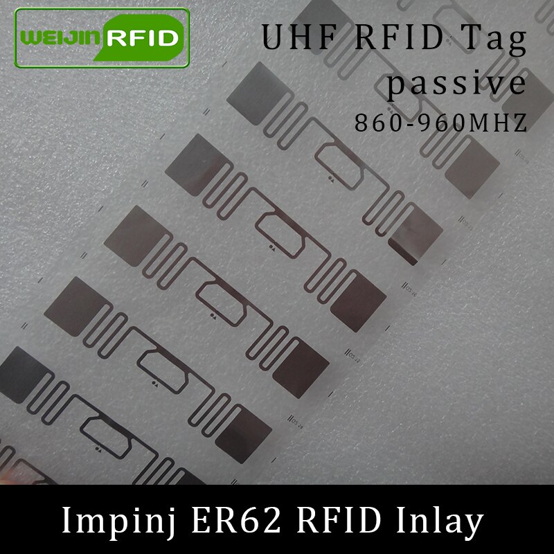 Etiquetas RFID pasivas UHF RFID tag ER62 incrustaciones Impinj Monza R6 MR6 chip 860-960MHZ 900 915 mhz Higgs3 EPCC1G2 6C