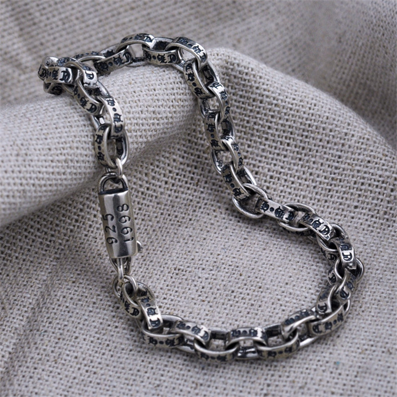 Emith fla authentic 925 prata esterlina bangle abertura gravar jóias de moda para homens vintage prata pulseiras