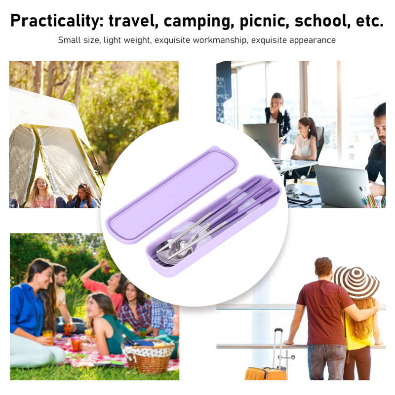 Utensils Set Fork Spoon Chopsticks Set Smooth Lightweight Pocket for Travel Camping