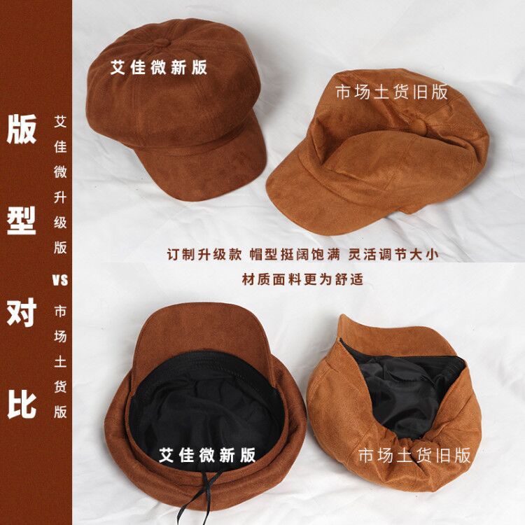 Gorro octogonal Ins para mujer, boina qiu dong han edition, joker, newsboy buds, párrafo, su marea roja, restaurando caminos antiguos