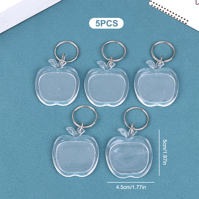 5pcs Blank Photo Frame Keychain Clear Acrylic Keyring Insert Photo Split Key Pendant DIY Key Holder Couple Anniversary: Yellow