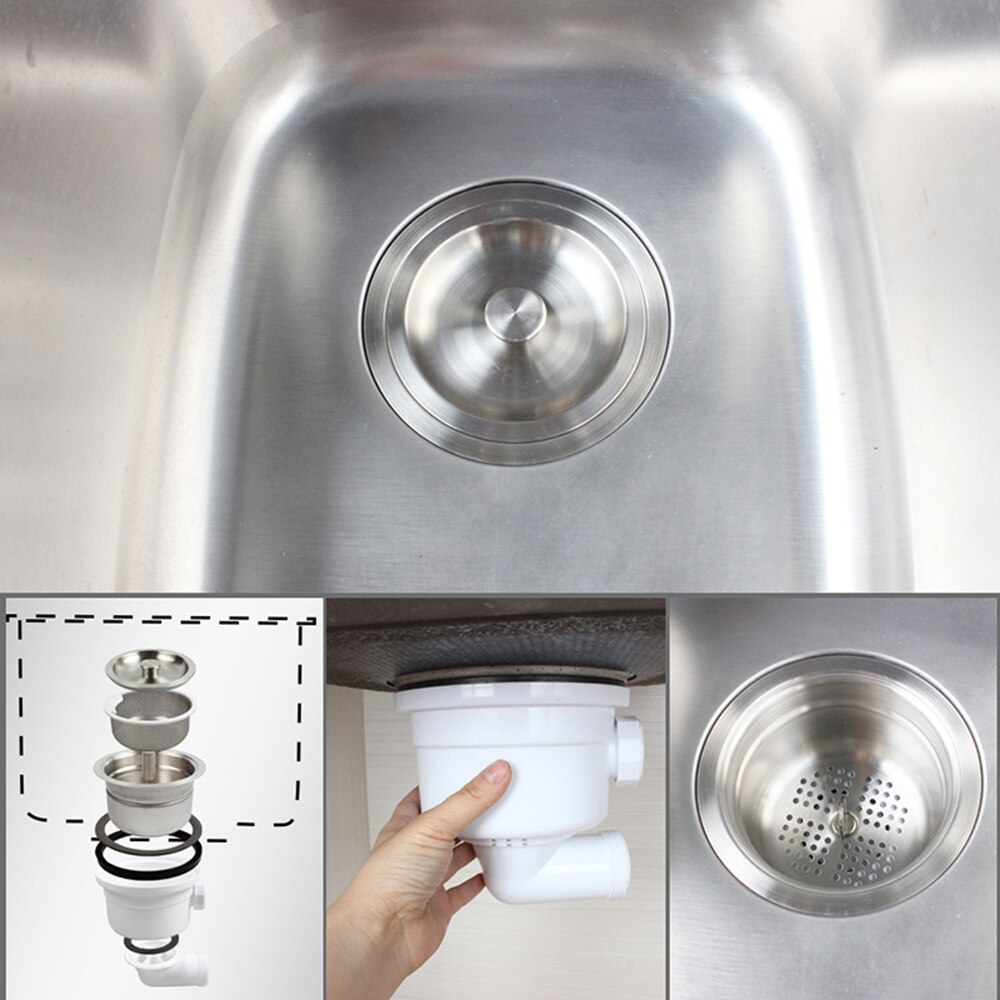 Talea 140mm flange kitchen sink basin drain filter basket strainer with anti-leakage overflow G1 1/2" drainpipe XL337C001
