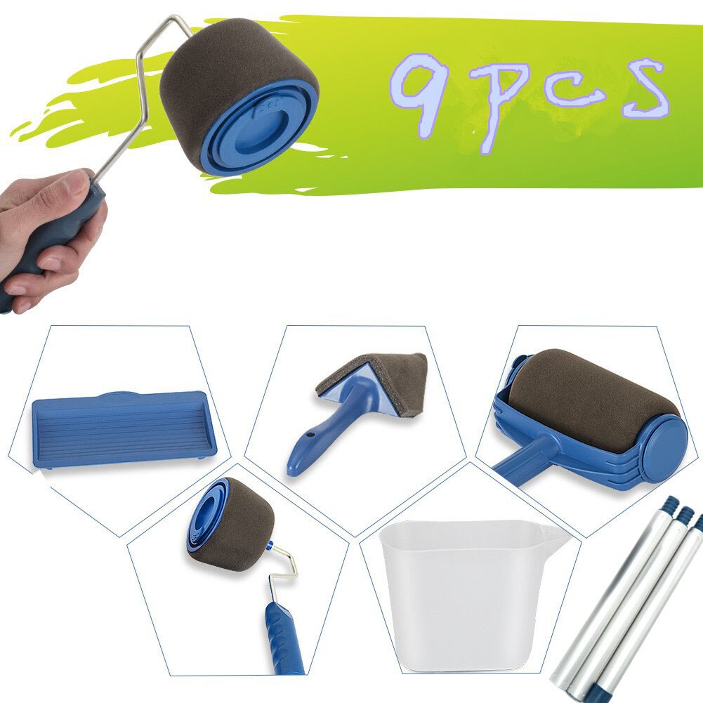 8 st väggdekorationsmålningsrulleborste set paint runner pro brush kit multifunktionella husfärgrullar runner pro tools set