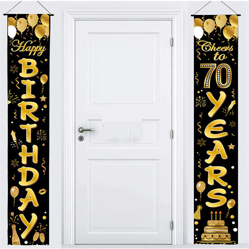Happy Birthday Door Curtain 30 Birthday Party Decorations Anniversary Party Adult 30 40 50 60 70 80 Year Birthday Couplet Flag: birthday flag 70