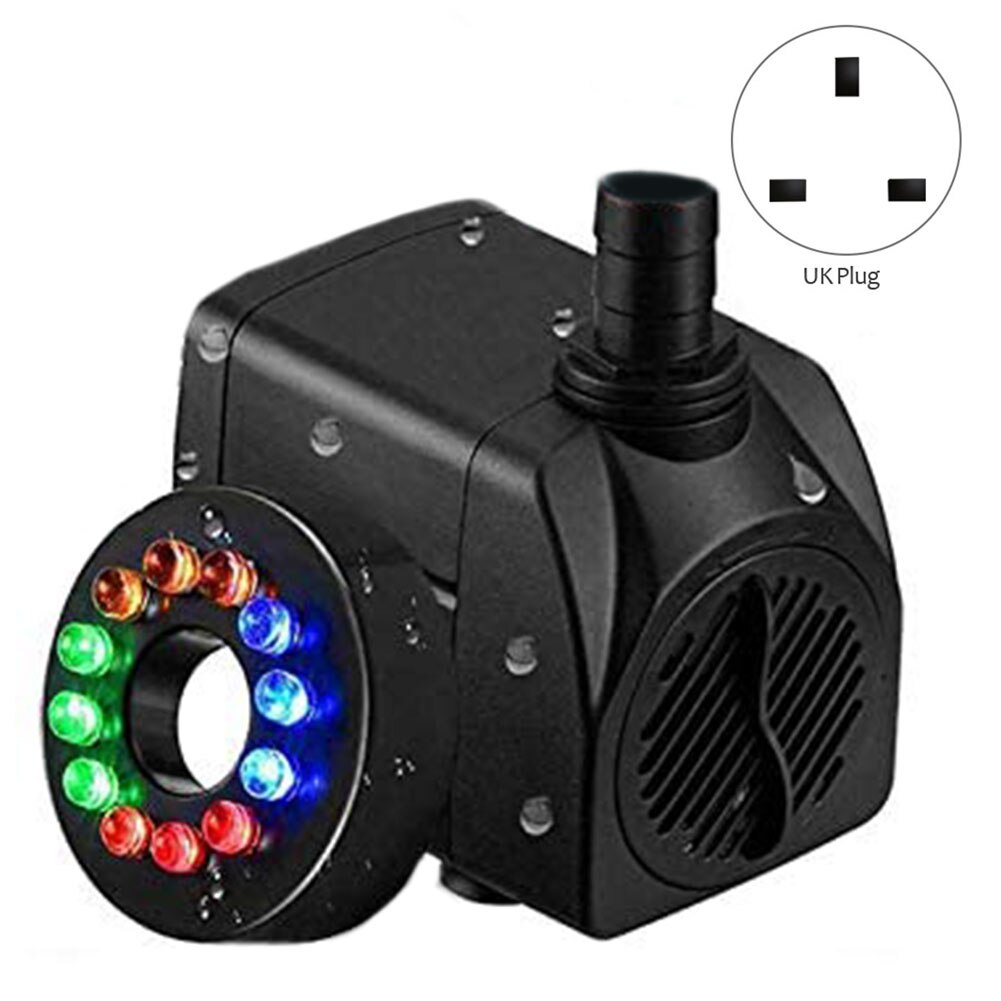 Electric Water Pump Mini Water Pump With 12 LED Bulbs Waterscape Decoration Ilter Fish Pond Water Pump For Submersible Fountain