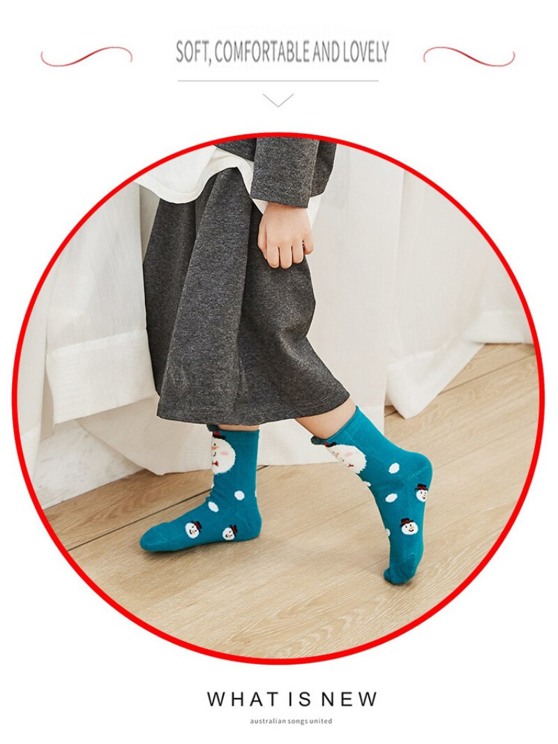Calcetines navideños de algodón para niños y niñas, calentadores de piernas, , dibujos animados, de Año , 5 pares