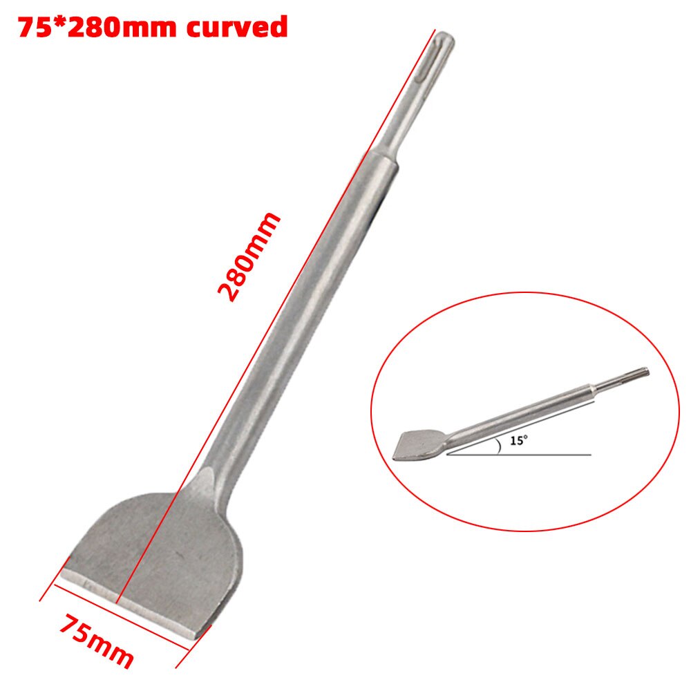 1PC SDS PLUS l Round Shank tile Shovel Electric Hammer Chise Wall Concrete Impact Drill Elbow Widening Drill bit: 75X280 curved