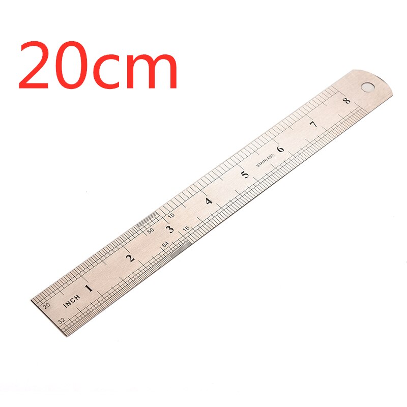 20cm regla de Metal de acero inoxidable regla métrica precisión de doble cara herramientas de medición escuela Oficina suministros Accesorios: 20cm