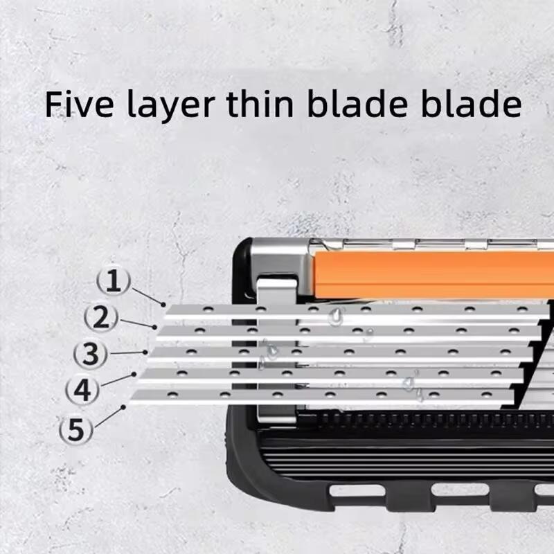 Cuchilla de afeitar de 5 capas, cuchilla de afeitar manual para HOMBRE, cuchilla de afeitar de seguridad, cuchilla de afeitar reutilizable clásica para protección de la piel