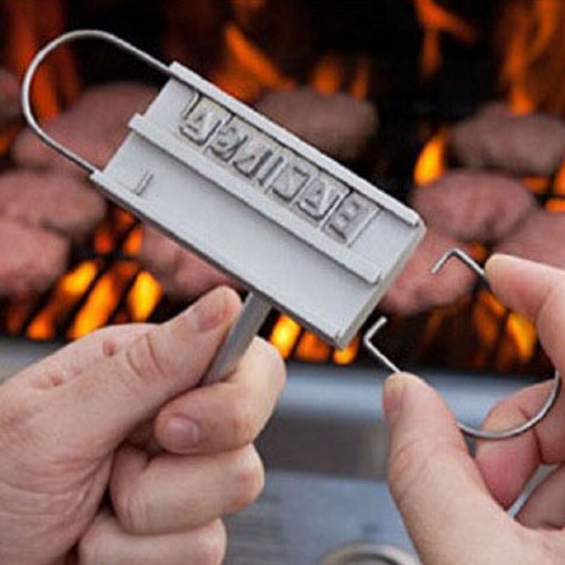 Nueva BBQ Imprint 55 letras personalidad BBQ hierro mango de madera alfabeto intercambiable BBQ herramientas marcando sello Gadgets