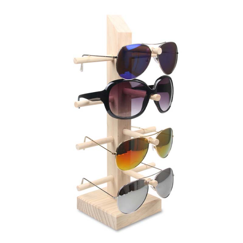 Hunyoo solbriller briller træ display stativer hylde glas display vise stativ holder stativ muligheder naturligt materiale: 4