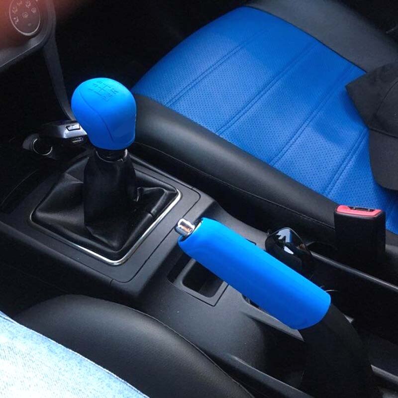 Upgraded Universal Car Silicone Gear Head Shift Shifter Knob Cover Gear Shift Collars Handbrake Car Hand Brake Covers Skin