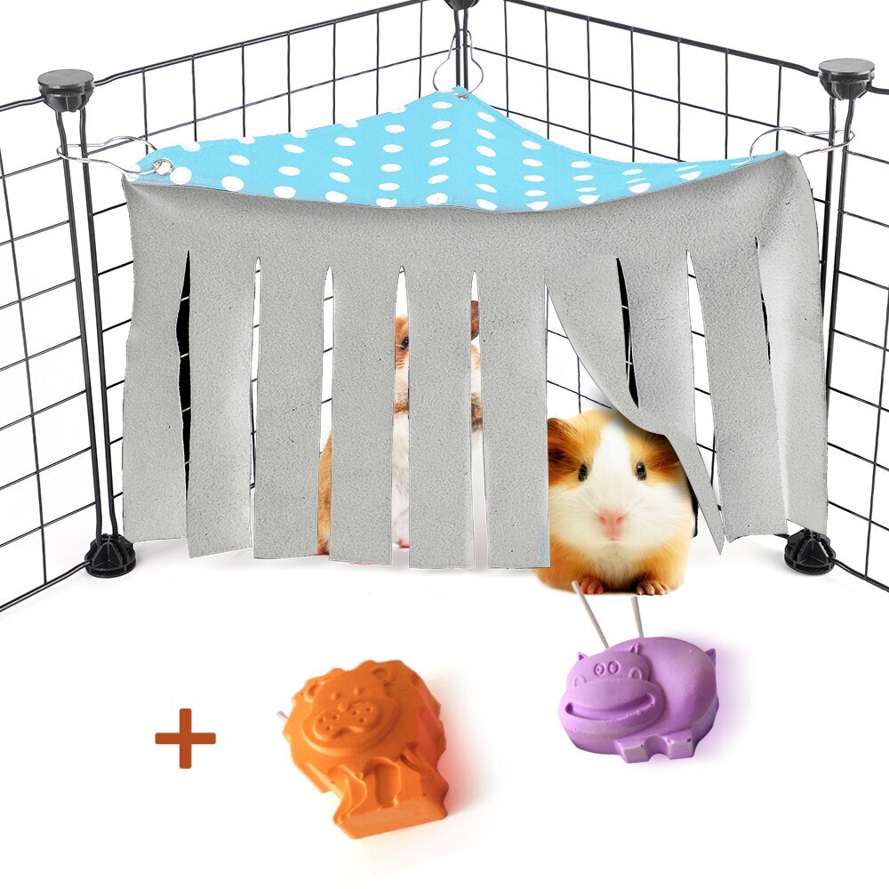 Tienda de campaña con cinta de borla para mascotas, hamaca de erizo, conejillo de indias, cortina, cama colgante, nido de esquina, casa