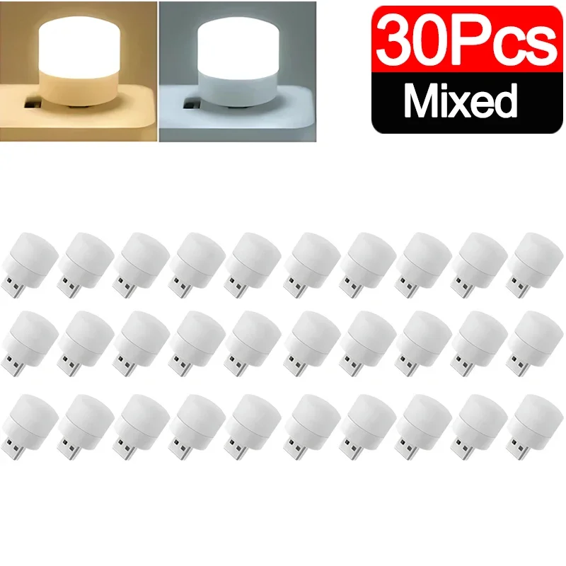 Mini bombillas de luz nocturna USB protección ocular blanca cálida luz de lectura de libros enchufe USB PC lámpara LED de carga de energía móvil: RGB