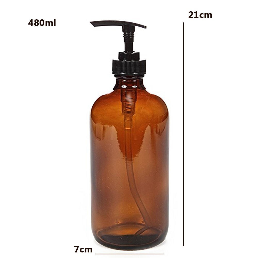 240ml 480ml baderom såpedispenser brun glass tom flaske til sjampo dusjgel kjøkken vaskemiddel trykk pumpe flaske