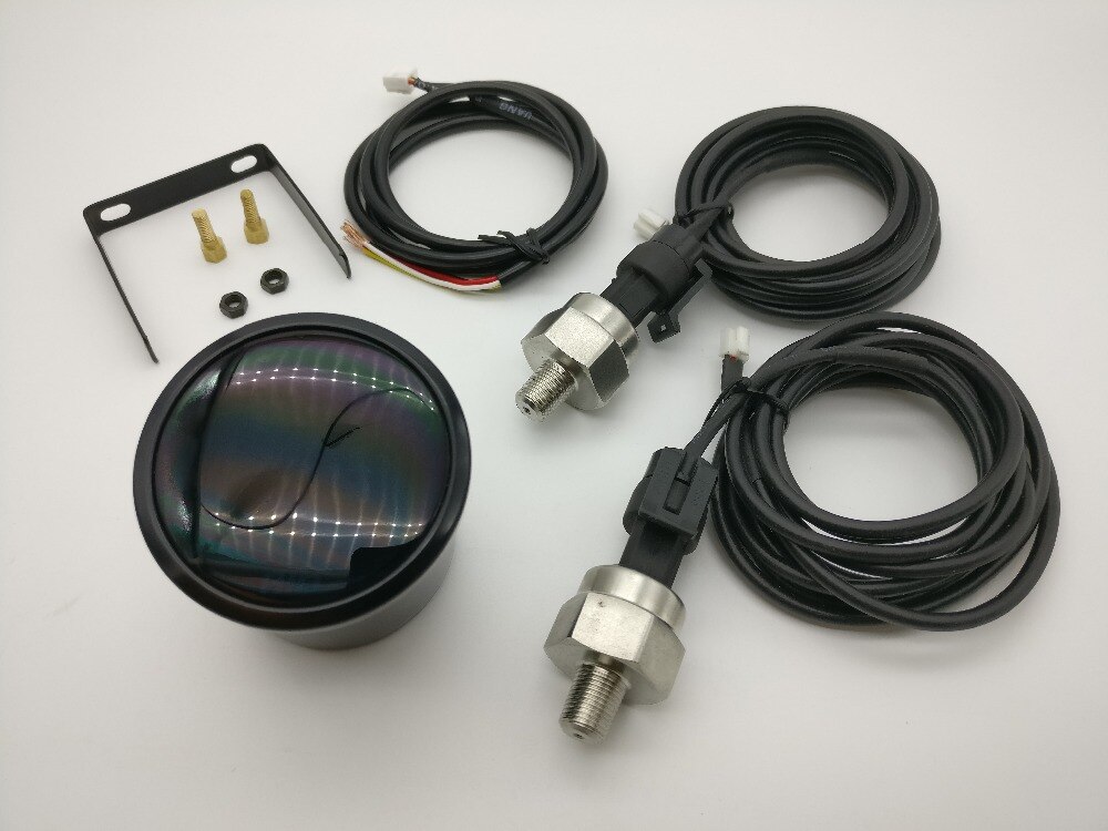 52mm Dual Air Pressure Gauge RED LED air suspension Air ride gauge with 2pieces 1/8NPT electrical sensors