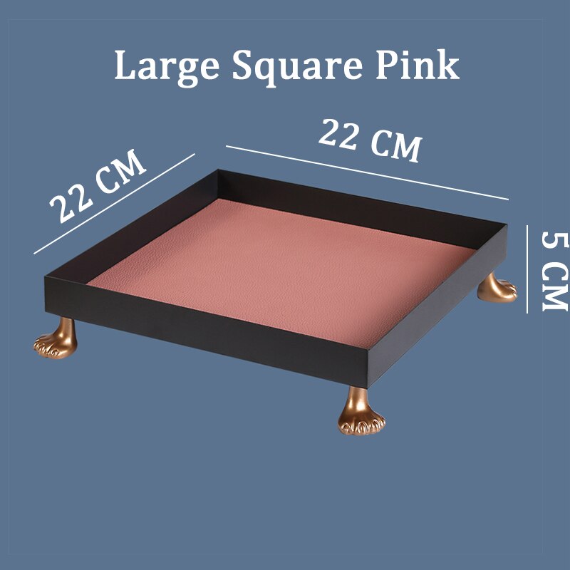 Metal Dice Storage Tray for DND Role Playing Table Games Dice Rolling Jewelry Cosmetic Storage Display Trays: Large Square Pink