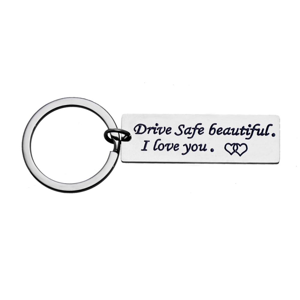 Sleutelhanger Familie Echtgenoot Boyfriend Sleutelhanger Tags Rvs Charm Valentijnsdag Vriendje Sleutelhangers: Drive Safe Beautiful