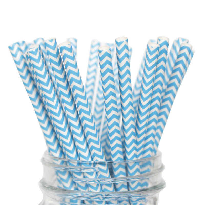 Turdos biologiskt nedbrytbara papperssugrör bulk guldfärgade , 25-- pack engångssugrör för födelsedag bröllop baby shower festtillbehör: Blå våg