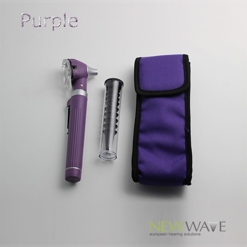 ENT 12 colores PRO-Fiber optic L.E.D portátil Otoscopio auriscope Cuidado del oído kit de diagnóstico + estuche protector CE